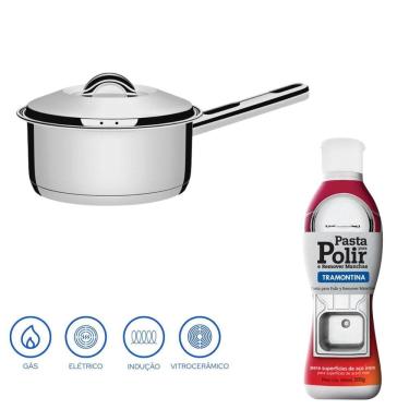 Imagem de Kit Panela Solar 16Cm Inox + Pasta Para Polir Tramontina