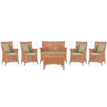 Imagem de Jogo Sofá 4 Poltronas E Mesa Igapó Preta E7 Trama  Terra Cota