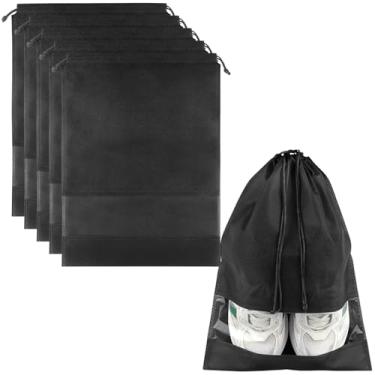Imagem de Bolsas de sapato pretas com cordão com janela transparente, organizadores de viagem e armazenamento (5/12/20 peças disponíveis), Preto, Moderno