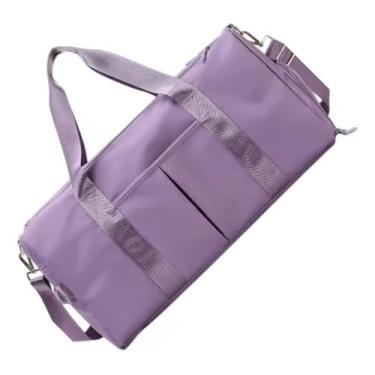Imagem de Bolsa de Academia Grande, Mala de Viagem Espaçosa com Alças de Mão e Ombro Ajustáveis, Design Moderno e Reforçado (Lilas)