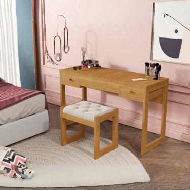 Imagem de Escrivaninha Penteadeira Com Espelho E Banqueta Luanda Fenix Cinamomo