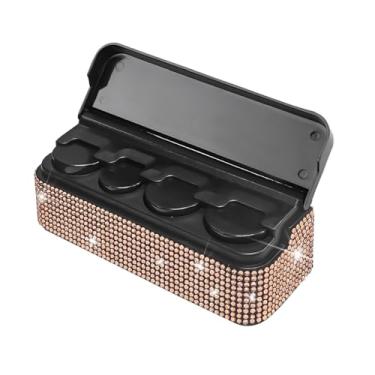 Imagem de Sandfren Porta-moedas Bling para carro, strass de cristal, caixa de troca de dinheiro para veículos com 4 compartimentos, organizadores de armazenamento automotivo diamante, universal para SUV, Sedan