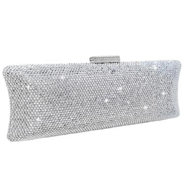 Imagem de Boutique De FGG Mini bolsas de mão de strass para mulheres, formal, bolsas e bolsas longas para noite, bolsa clutch de cristal para festa de formatura, K - prata, Small