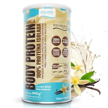 Imagem de EQUALIV - Body Protein Vanilla em Pó - Rico em Colágeno e Aminoácidos Essenciais para Desenvolvimento e Recuperação Muscular - Contém TCM - Zero Açúcar, Glúten e Lactose - Lata 440g
