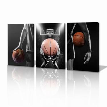 Imagem de Luxey Aura Pôster de basquete preto e branco para parede, imagem esportiva, presente emoldurado para quarto de menino, academia, decoração de presente para jogador de basquete