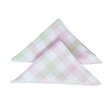 Imagem de Kit 2 Pçs Guardanapo 2 Lugares Piquenique 35x35cm Estampa Digital Tecido Microfibra Xadrez Rosa Verde