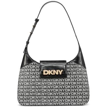 Imagem de DKNY Bolsa de ombro feminina Avril, logotipo preto/preta, tamanho único