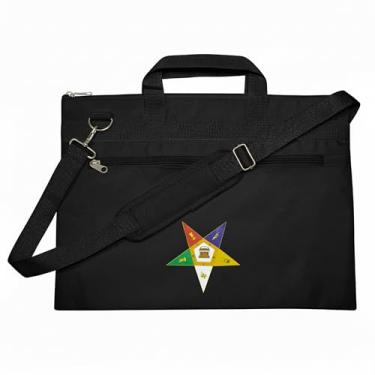 Imagem de Sacola Masonic Eastern Star preta impressa, leve e resistente à água com mão e ombro | Bolsas maçônicas, Preto, Large