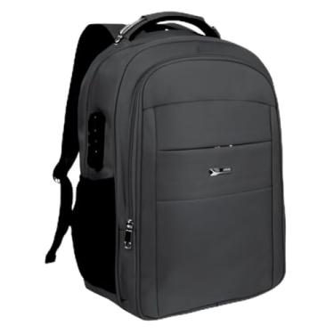 Imagem de Mochila Bolsa Masculina Feminina Unissex Reforçada Notebook Anti Furto Viagem Executiva Trabalho Faculdade Escolar Impermeável Resistente Saída USB Fone De Ouvido Cadeado Cabo De Aço (Preto)