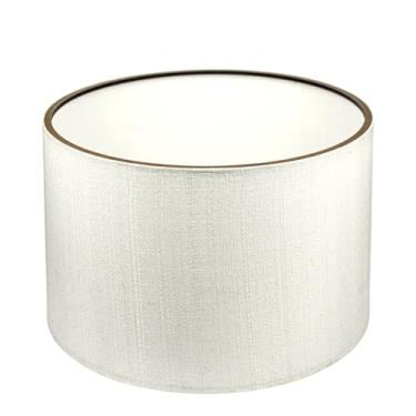 Imagem de Cúpula Para Abajur Luminária Pendente 34x25 Cm Decoração Em Material Madeira MDF Tecido Claro Modelo Artesanal