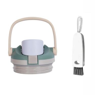 Imagem de Tampa de substituição compatível com garrafa de água Owala FreeSip Sway de 850 g, com 1 escova de limpeza de tampa (verde militar, Sway, 850 g)