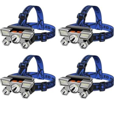 Imagem de AICOOL Lanterna Holofote De Cabeça 5 LED Super Brilhante À Prova D 'Água USB Recarregável 4 modos(4 kit)