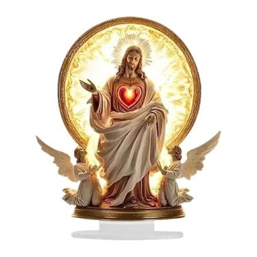 Imagem de Baoblaze Enfeite de mesa natalino 2D, peça decorativa com suporte, ideal para decoração de festas, prateleiras e lareiras, Jesus