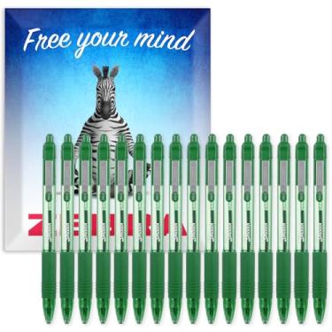 Imagem de Caneta esferográfica retrátil Zebra Z-Grip de tinta lisa – ponta de 1,0 mm – pacote com 16 canetas – na embalagem da caixa de presente – verde