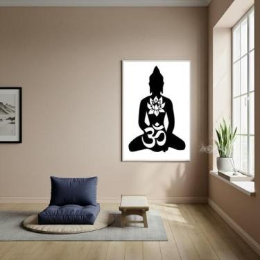 Imagem de Quadro Silhueta Buda - Flor De Lótus E Símbolo Om - 70X50Cm - Quadros 