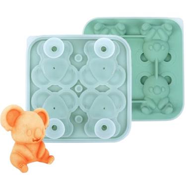 Imagem de Formas de gelo de coquetel, bandejas de gelo em forma de urso de 4 grades para coquetéis | Máquina doméstica fácil de desmoldar moldes redondos para cozinha, freezer, bebidas frias, comida de bebê