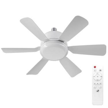 Imagem de Ventilador com Luz de 6 Lâminas Removíveis Silencioso Controle Remoto Temperatura Cor Ajustável 3000K-6500K Interruptor Parede e Função Memória para Casa Quarto Sala Estudo Estar