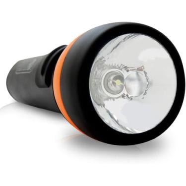 Imagem de Lanterna ABS com 1 LED Grande – Alta Potência, Durável, Alimentação por Pilhas, Cor Preta com Luz Branca