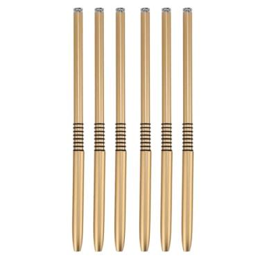 Imagem de Conjunto de pincéis de forro de unhas ultra fino profissional kit de escova de pintura arte do prego para salão de beleza casa diy entusiastas tubo de alumínio lã de náilon 6 pçs (Ouro)