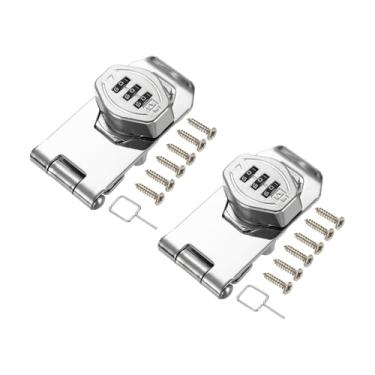 Imagem de PATIKIL Fechadura de combinação de armário sem chave 7,6 cm, 2 peças de liga de zinco com senha de 3 dígitos e botão giratório para armários, armário, gaveta, armário de cozinha ao ar livre, prata