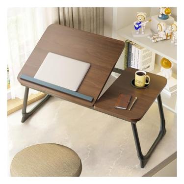 Imagem de Mesa para laptop, mesa baixa para cama, mesa de colo para laptop, mesa dobrável para laptop, mesa de laptop para cama, pode ser usada para jantar, estudar, ler e trabalhar. (nogueira amarela