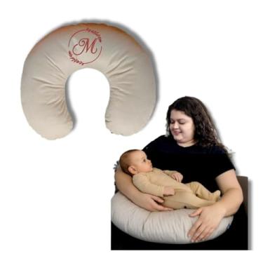 Imagem de Almofada de Amamentação para Bebê Firme Multifuncional Ergonômica Personalizável Hipoalergênica em Suede (Bege)