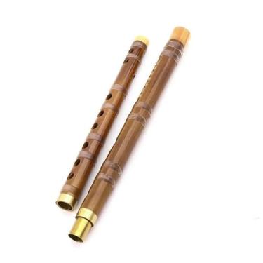 Imagem de Flauta profissional de bambu de madeira com três músicas opcionais instrumento musical chinês (C)