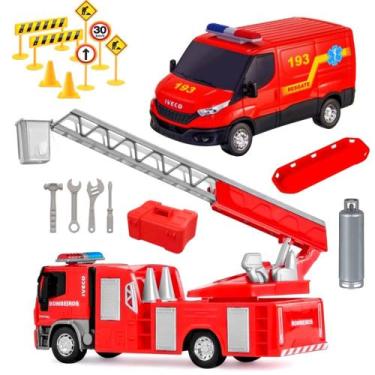 Imagem de Caminhão dos Bombeiros Articulado e Furgão Samu Abre Portas - Usual Br
