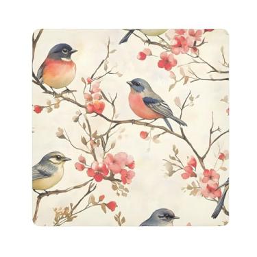 Imagem de SEHANY Saco de maquiagem de pano autoadesivo colorido flores primavera pássaro mágico protetor portátil para lente de câmera envoltório cosmético, bolsa de maquiagem aberta para mulheres, itens