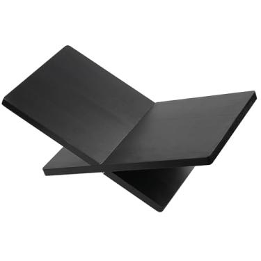 Imagem de Suportes de livros de madeira maciça – suporte de exibição de livros, suporte de livros de culinária, suporte para livros didáticos, suporte de livro de receitas, suporte de livro aberto, preto