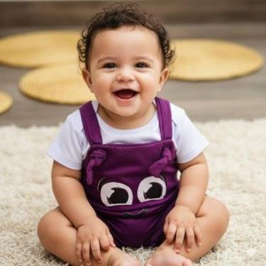 Imagem de Jardineira Bebê Bolofofo Festa Mesversário Fantasia Presente-Masculino