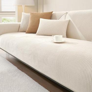 Imagem de HGTRH Capa de sofá para sofá secional em forma de L, almofadas não removíveis, capas de sofá de pelúcia quentes e amigáveis à pele, laváveis com sensação de massagem, capa de seda de sofá de vários