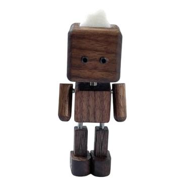 Imagem de predolo Estatueta de madeira de homem trêmulo para decoração de mesa, figura de madeira em pé e oscilante para quarto, mesa de escritório ou mesa de, Marrom Escuro 8.5 Cm