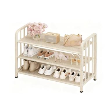 Imagem de SPXMQSS Sapateira de pé livre, suporte de metal de 3/4/5 andares, prateleiras ajustáveis, organizador de armazenamento de sapatos, armário aberto para entrada, corredor, branco, 3 níveis 60 x 28 x 55