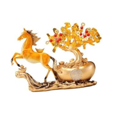 Imagem de predolo Estatueta de Cavalo, Escultura Animal, Decoração Inovadora, Arte, Figura de Resina para Mesa de Trabalho, Estátua Feng Shui para Lareira, Loja, Laranja