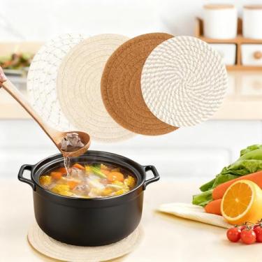 Imagem de Conjunto de 4 trivets de 17 cm para pratos quentes, conjunto de pegador de panela para bancadas de cozinha, suportes de panela, tapetes de prato