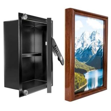 Imagem de Cofre de parede oculto com moldura decorativa – Armazenamento de segurança invisível para joias, dinheiro, passaportes | Fácil de montar, tamanho padrão de 41 x 50 cm, design bloqueável para proteger