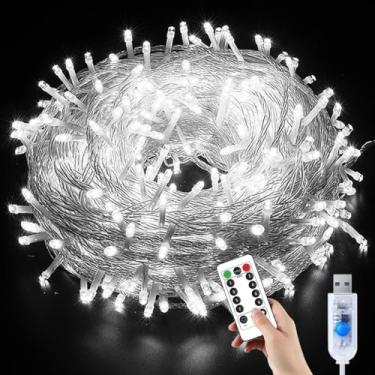 Imagem de YUANHUYUOU Luzes de Natal, 3M 20 LEDs com controle remoto, alimentadas por USB, à prova d'água, luzes de corda internas e externas para decoração de casa (brancas)