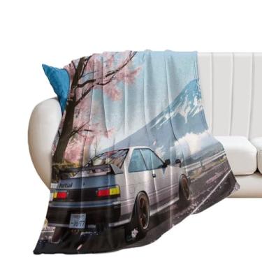 Imagem de HouLaiZhe Cobertor Super Macio Flanela Flor de Cerejeira Carro Ae86 Montagem Fuji JDM Cobertores de Refrigeração Leve para Sofá-Cama Cadeira Sofá Carro Viagem ao Ar Livre Leve Quente 76 cm x 101 cm
