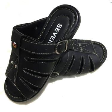 Imagem de Sandália Franciscana Masculina EC Couro Anti-stresc - SEVEN, Preto, 41