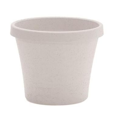 Imagem de Bloem Terra Vaso redondo de resina de fava de baunilha de 10 cm de diâmetro com orifícios de drenagem pré-perfurados para jardinagem interna e externa