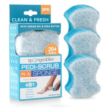 Imagem de Espongables Pedi Scrub esfoliante para os pés, 20+ esponja de lavagem, limpa e fresca, 3 unidades