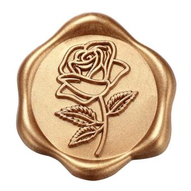 Imagem de Yoption Adesivos de selo de cera rosa, 50 peças de adesivos de selo de envelope autoadesivos dourados antigos para convite de casamento, embrulho de presente, artesanato