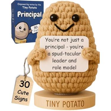 Imagem de Presentes de agradecimento principal - Batata de crochê feita à mão com 30 placas fofas para diretores - Presentes principais exclusivos para mulheres e homens para o final de ano, dia do diretor