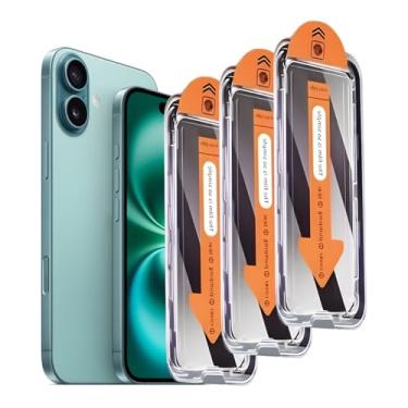 Imagem de Pacote com 3 protetores de tela de privacidade fosco para iPhone 16 Plus e iPhone 15 Plus e iPhone 14 Pro Max 6,7 polegadas, remoção automática de poeira, sem bolhas, filme de vidro temperado