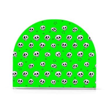 Imagem de Wassud Porta-guardanapos acrílico com caveiras desenhadas à mão, dispensador de guardanapos de papel moderno em forma de U para mesa, cozinha, sala de jantar, bancada 1 peça (comporta 50-60