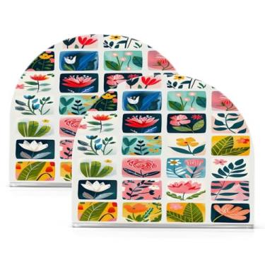 Imagem de Wassud Porta-guardanapos de acrílico ilustrações planas de flores, dispensador de guardanapo de papel moderno em forma de U para mesa, cozinha, sala de jantar, bancada 2 peças (comporta 50-60