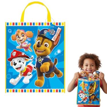 Imagem de Playful PAW Patrol Bolsa grande para festa – 28 cm x 33 cm (1 pacote) – Bolsa de plástico reutilizável para presente/doces ou travessuras com arte Adventure Bay – Perfeita para aniversários, bares de
