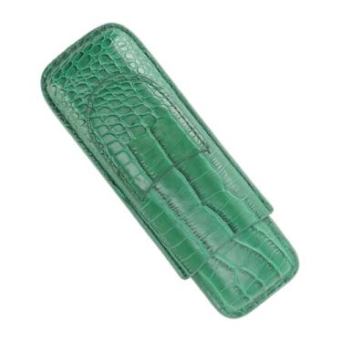 Imagem de Zerodis Estojo de Couro para Charutos Com Padrão Vintage de 2 Dedos, Suporte Portátil para Umidificador de Viagem Com Design Elegante, Caixa de Presente para Amantes de Charutos, Bolsa e Estojo (Verde)