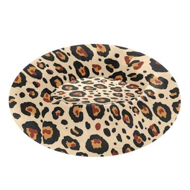 Imagem de SEHANY Cama de cachorro com estampa de leopardo, removível e lavável, pequena, redonda, cama de gato, fofa, super macia, confortável para animais de estimação com fundo antiderrapante para cães